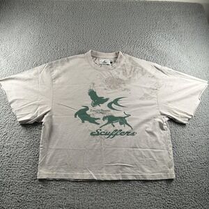 Scuffers Shirt Mens L Beige Heavyweight Cotton Animal Graphic Tee Streetwear